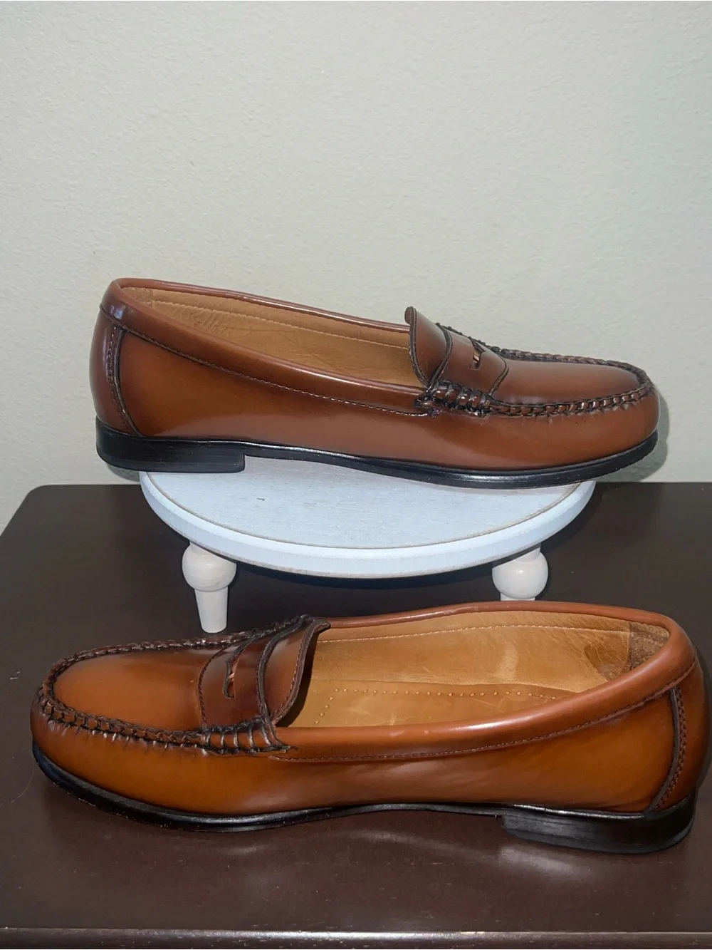 GH Bass&Co Tan Leather Academia Business Casual Preppy Loafers Sz 10